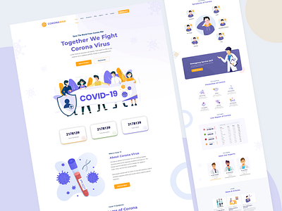 Corona War -Covid19 awareness corona corona awareness corona design corona landing page corona render corona symptom coronavirus covid19 covid19 design covid19 healthcare design dribbble best shot health illustration landing page landingpage social awareness tips uidesign uiux webdesign