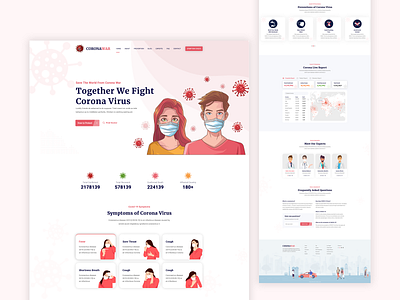 Corona War awareness branding clean corona corona lading page coronavirus covid19 healthcare illustration landing page design minimal ui design uiux vector web ui website design