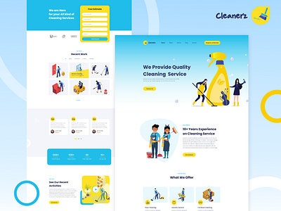 Cleanerz | Landing page branding clean cleaning cleaning company cleaning services header illustration landing page design minimal services ui design uiux website design