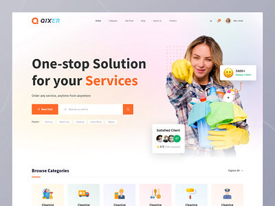 Qixer | Service based freelance Marketplace freelancer landing page service ui design