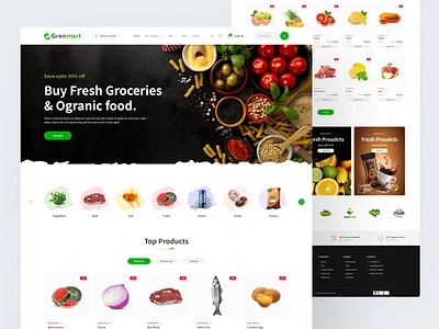 Greenmart Grocery store Ecommerce Website clean ui design e commerce foods fresh fruits fruit groceries grocery grocery store landing page marketplace organic shop supermarket theme ui uiux ux vegetables website