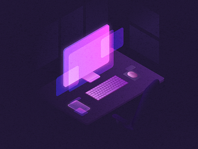 Future illustration | Hello Dribbble computer design flat future hello hello dribble hellodribbble illustration night ui vector