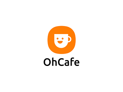 OhCafe | Logo branding brandlogo cafe logo cap cup cup logo design figma figmadesign flat happy icon logo orange logo smile ui vector