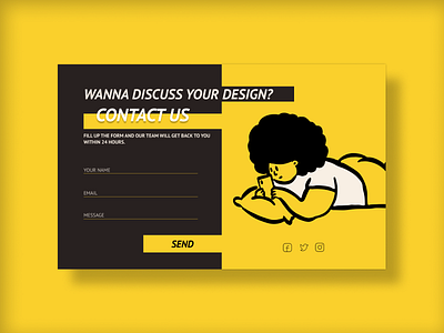 Contact Us - DailyUI #028 028 app black contact contact us dailyui design email form graphic design minimal mobile app service ui uiux web design yellow