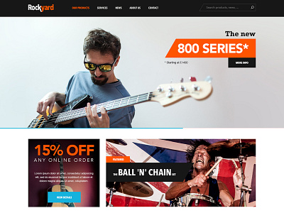 Guitar Store bootstrap drums guitar homepage rock