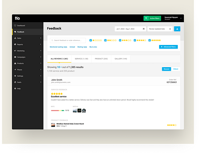 Review platform - Feedback page design ui ux web