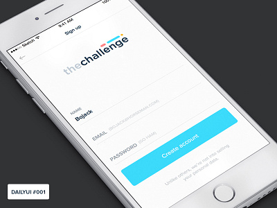 Sign up screen challenge dailyui ios sign ui up ux