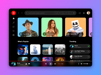 YouTube Music app clean design ipad minimal mobile music product design ui uiux ux visual design youtube