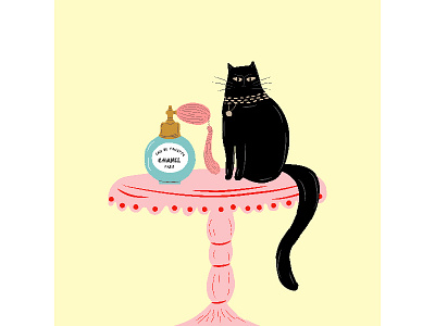 A cat and Chanel perfume cat channel art design illustration perfume