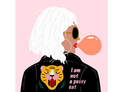 I am not a pussy cat bubblegum design illustration portrait tiger vector