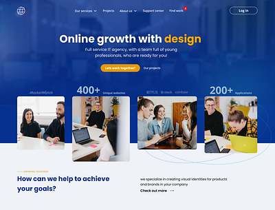 Digital Agency Landing Page Concept 2d animation app branding design figma flat graphic design icon illustration illustrator logo minimal typography ui ux vector web webdesign website