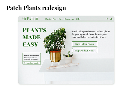 Patch Plants Redesign branding design green homepage minimal simple ui web