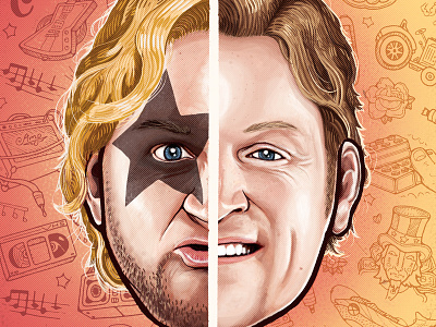 Tim Hawkins' "Greatest Hits & Bits" DVD Cover comedy digital painting face paint icons illustration kiss music photoshop tim hawkins