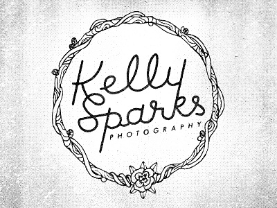 Kelly Sparks Logo bw halftone logo minimal monoline photography twigs vines