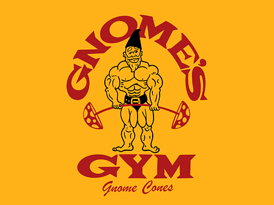 Gnome's Gym bodybuilder gnome gym illustration light weight vintage