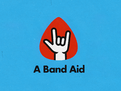 A Band Aid Logo aid benefit hand music pick rock sign language support