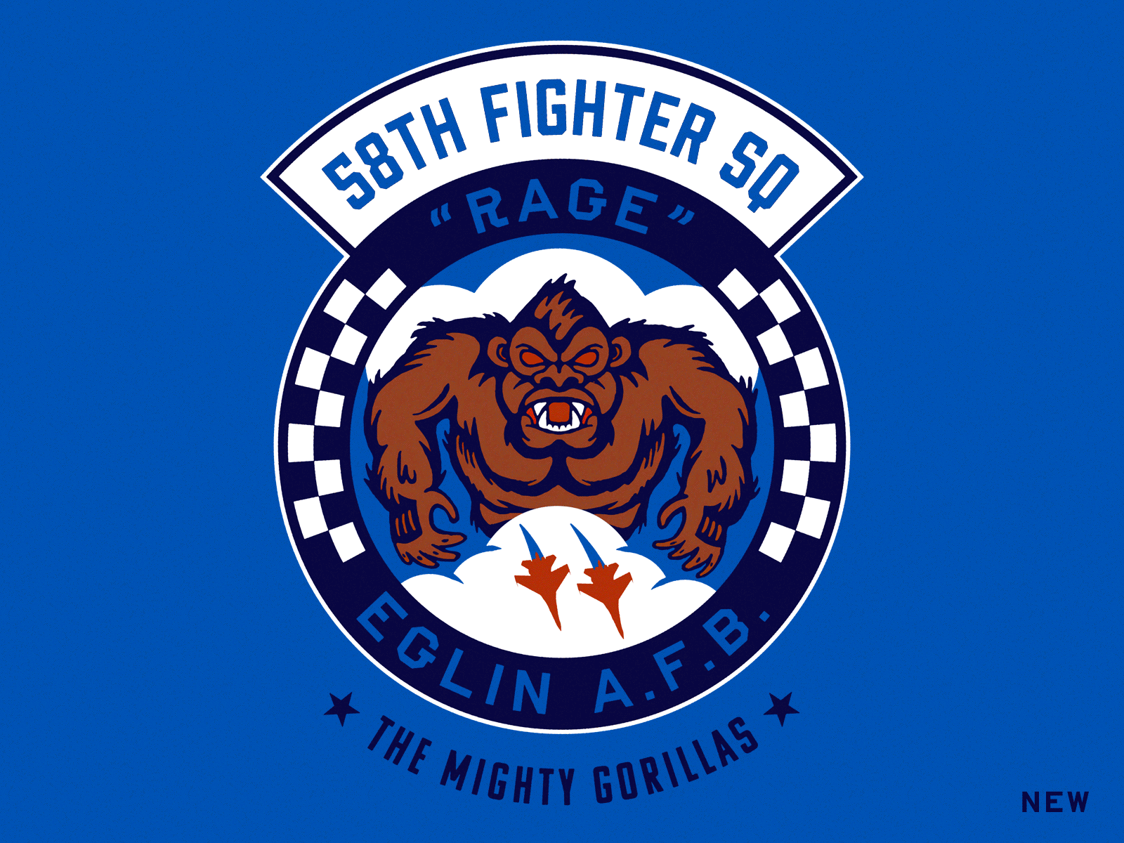 58th Fighter Squadron Patch air force drawing f 35 gorilla illustration military patch