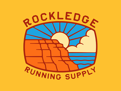 Rockledge Logo badge badge logo cliff cloud illustration outdoors rockledge park sun water