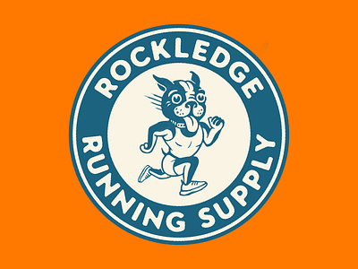 Rocky the Runner badge branding character circle cute dog illustration logo mascot puppy runner running sports