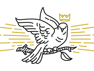 King Dove crown dove gold logo mark rays