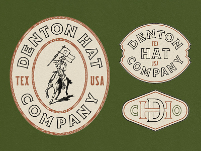 Denton Hat Co. Logos badge branding cap cowboy cowpoke hat lettering logo logotype tejas texas
