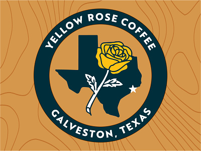 Yellow Rose badge coffee design illustration logo simple texas wood grain