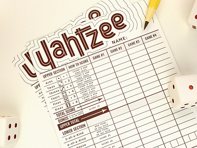 Yahtzee Scorecards card dice dice game gambling game logotype package design packaging score score card typography yahtzee