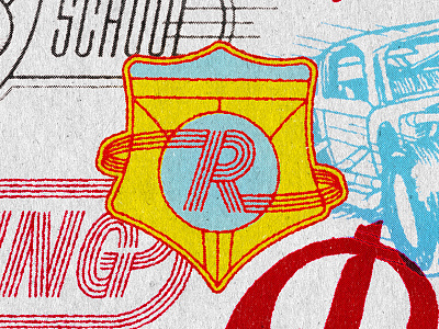 Racing School Logo Ideation badge cars logo logomark logotype racecar racing school shield texture vintage
