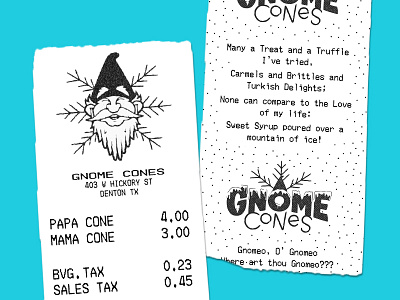 GC Receipt Mock-up beard gnome logo logotype poem receipt snow snow cone