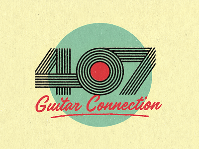 407 Guitar Logo logo logotype radio retro script thick lines vintage