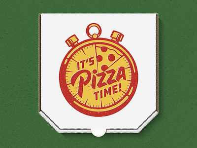 It's Pizza Time! logo mock up packaging pizza