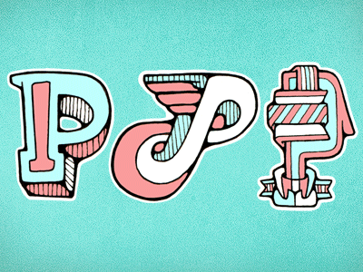 P's on my head... cartoon hand drawn letters p typography