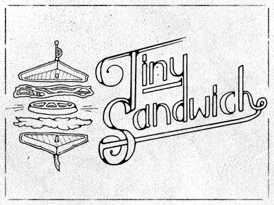 Tiny Sandwich Logo bacon bw grunge lettering old sandwich sword