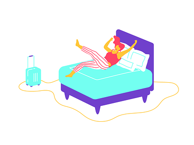 How a hotel should feel like bed hotel illustration travel trip