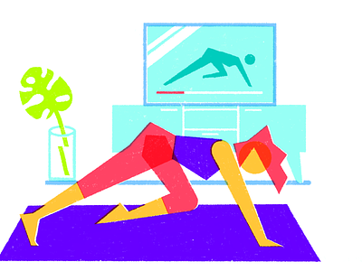 Home workout drawing fit fitness geometric health home illustration quarantine tv wellness wfh workout