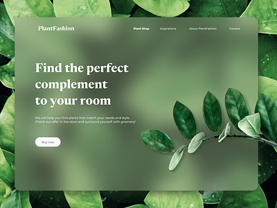 PlantFashion in glassmorphism design app blur frosted glass glass glassmorphism green interface minimal minimaldesign plants typography ui uiux web web design web ui web ui design website website concept website design