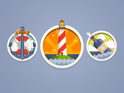 Sea Set anchor bottle design flat icon icons illustration lighthouse minimal sea set simple