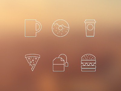 Food Icons coffee design doughnut flat food hamburger icon icons illustration pizza shape tea