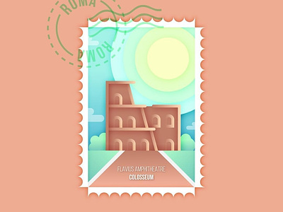 Rome Stamp colosseum design flat icon illustration illustrator logo minimal roma rome stamp stampdesign vector