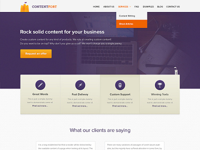 ContentFort design landing page ui