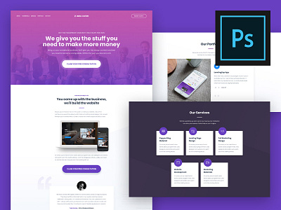 (Free) Landing Page Template For Designers and Agencies free freebie landing page portfolio psd template testimonials work