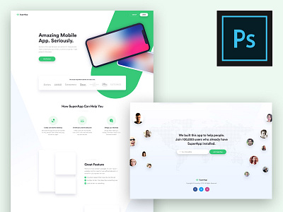 (Free) App Landing Page PSD Template app awesome free landing modern page perfect pixel psd ui unique