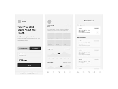 Health Wireframes Patient View 1 app ui app ux health app ui ux