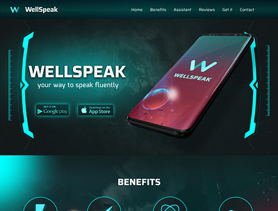 WELLSPEAK ai app behance branding cyberpunk design education english gradient landing landingpage logo mobile mobileapp neon