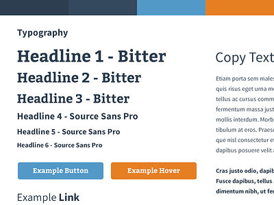 Quick Style Guide blue buttons colours font grey link orange style type typography