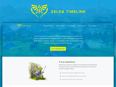 Zelda Timeline Home Page blue design html nav ui web wordpress yellow zelda