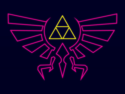 Neon Zelda illustrator neon pink poster triforce vector yellow zelda