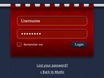 Myelic Login blue caudex design droid sans login photoshop red ribbon shadows social template texture theme web wordpress