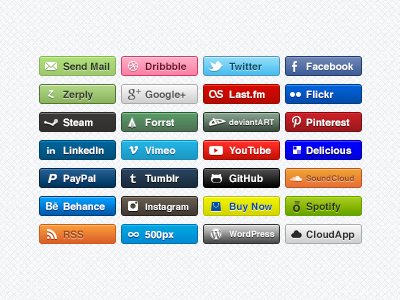 Simple Social Buttons by Phil Stringfellow on Dribbble