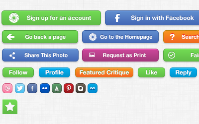 Photosense Buttons blue buttons colours facebook icons photosense red social